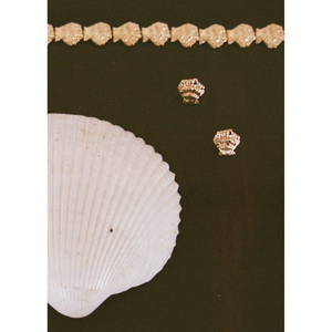 Gold Plated Shell Stud <b>Earrings</b> Trendy Vintage Religious Classic Style Floral Drop Design with Pearl Diamond for Party Gift - Product Image 5