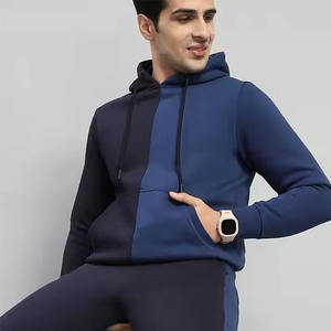 Costume pantalon à épaules tombantes en coton surdimensionné personnalisé pour hommes Streetwear vierge Ensemble pantalon à capuche bicolore survêtements pour hommes - Product Image 3