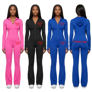 Conjunto Deportivo de Dos Piezas para Mujer con Logotipo Personalizado, Transpirable, para Yoga, con Leggings Acampanados - Product Image 1