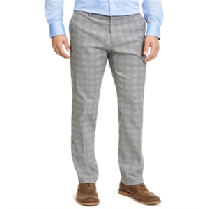 Pantaloni Chino da Uomo Tommy Hilfiger Modern Fit in Tessuto Elasticizzato a Quadri Grigio Taglia 34x34 con Lavaggio Colorato e Cerniera - Product Image 1