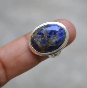 Oval Cab Blue Sodalite 925 <b>Sterling</b> <b>Silver</b> Split <b>Band</b> Boho <b>Wedding</b> Gift Statement Ring High-Quality Natural Gemstone Jewelry - Product Image 5