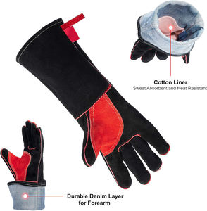 Guantes de soldadura de 16 pulgadas, guantes de seguridad de cuero de vaca dividido en grano, costura de hilo, resistentes al calor, guantes de soldadores de primera calidad - Product Image 5