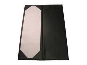Cubierta de menú de cuero genuino Premium hecha a mano nueva de alta calidad suministros negros para restaurantes y hoteles - Product Image 2