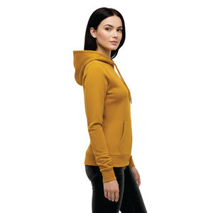 Sweat à capuche unisexe personnalisé en molleton épais de couleur ambre, coupe ample, vente en gros, streetwear abordable, sweat à capuche vierge - Product Image 4