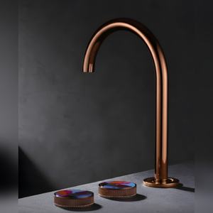 Grifo de Lavabo de Latón Macizo Color Oro Rosa, Montado en Cubierta de Tres Orificios, con Doble Manija, Moderno y de Lujo, Precio de Fábrica de Proveedor Mayorista - Product Image 6