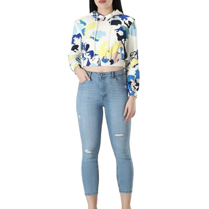 Sudadera Corta de Punto Ecológica para Mujer, Sudadera con Capucha de Manga Larga, Estilo Casual Urbano con Hombros Caídos y Logotipo Frontal - Product Image 5