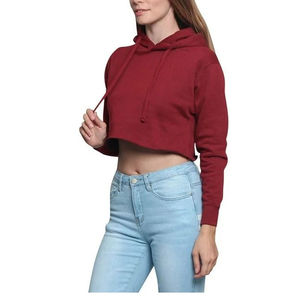 Sudadera con capucha recortada de algodón para mujer, Top corto de talla grande con logotipo personalizado, precio al por mayor para invierno, novedad - Product Image 5