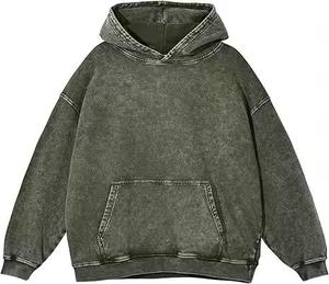Streetwear personnalisé lavé à l'acide sweat à capuche éponge française plaine poids lourd coton pull vierge surdimensionné sans cordes - Product Image 1
