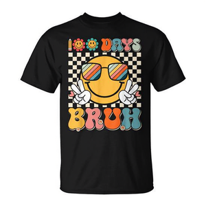 Maglietta con grafica One Hundred Days Of School Groovy Smile per adulti, unisex, manica corta, girocollo, in cotone, per il ritorno a scuola - Product Image 2