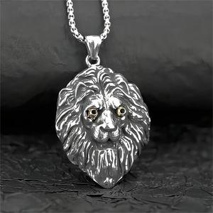 Collar de Acero de Titanio Estilo Retro Hip-Hop para Hombre, Colgante de Cabeza de León Vintage, Accesorio de Moda al por Mayor, Estilo Yunnique - Product Image 3