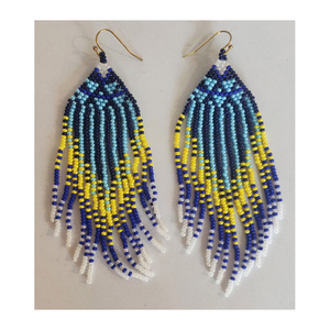 Experts in Selling Hand Crafted Beads Made 10cm Long Blue Iris <b>Tassels</b> <b>Earrings</b> Suitable for All Occasions for Women's - Product Image 1
