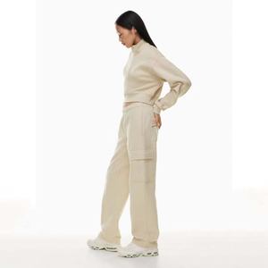 2025 vente en gros pas cher prix respirant toile vêtements pour femmes tenue décontracté sport entraînement coupe régulière pantalons de survêtement mi-plat - Product Image 2