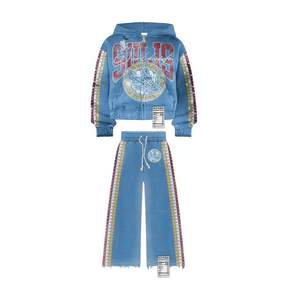 Conjunto de chándal de alta calidad personalizado 2026 con bolsillo lateral con capucha y cremallera y efecto de desvanecimiento del Sol de piedra serigrafía de alta calidad - Product Image 6