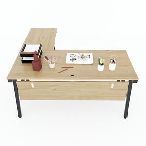 Escritorio Ejecutivo Convertible en Forma de L Aconcept HBAC044, Escritorio para Jefes con Patas de Hierro para Oficina, Escuela, Hospital, Hotel, Hecho de Madera Contrachapada y Metal - Product Image 2