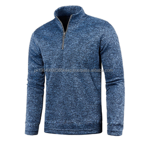 Sweat-shirt d'hiver pour hommes avec fermeture à glissière, veste de chemise à col haut de couleur unie - Product Image 6