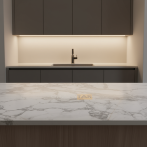 Custom <b>Prime</b> Core Kitchen Bathroom Vanity Tops Quartz Carrara Calacata Hotel Project Prefab Cut Size Polished Countertops - Product Image 3