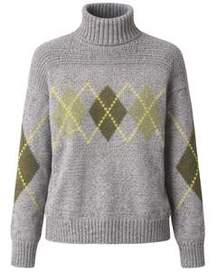Customized Premium <b>Men</b> <b>Turtleneck</b> Argyle Knit Sweater Soft Warm Winter Pullover Casual Fashion Top Grey Green Yellow Color - Product Image 1