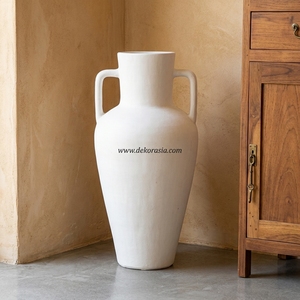 Vase rond en céramique rustique Buano, fait main, en terre cuite, récipient décoratif en grès, largeur 30 cm, vase de table, vente en gros - Product Image 4