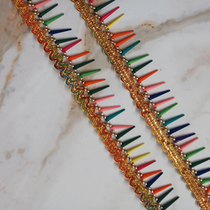 Delicate Sequin Lace Borders for Dresses Sarees and Blouses Export Ready Wholesale Supply with Custom Options - Product Image 1