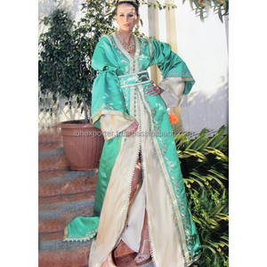Two Piece Muslim Fashionable Women Long <b>Sleeve</b> Kaftan With Belt on <b>Sleeves</b> With Attractive Embroidery and <b>Lace</b> Work - Product Image 1