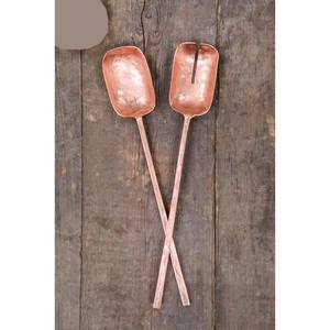 Stainless Steel <b>White</b> Silver Plated Metal With Long Round Designer Handle Soup Salad Coffee Spoon Server Set - Product Image 2