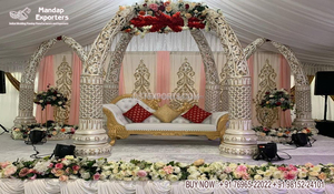 Hermosa boda Maharani Mandap lujosa decoración boda asiática Mandap decoración blanco polaco Bollywood boda Mandap Set - Product Image 5