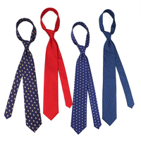 Cravates en Soie Brodé Géométrique Bleu Marine Mat Personnalisées avec Logo pour Hommes – Vente en Gros pour Costumes Formels
