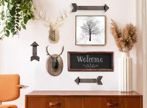 Flecha de madera Decoración de pared Carteles colgantes rústicos Casa de campo Flechas de madera decorativas-Señal de flecha marrón Decoración para el hogar (paquete de 3) - Product Image 2