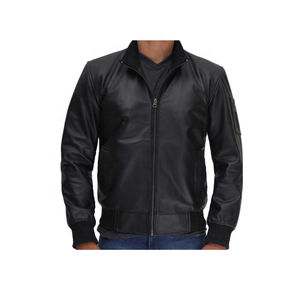 Vente chaude Veste en cuir pour homme d'hiver Logo frontal personnalisé noir Coupe-vent Respirant Service OEM Haute qualité - Product Image 6