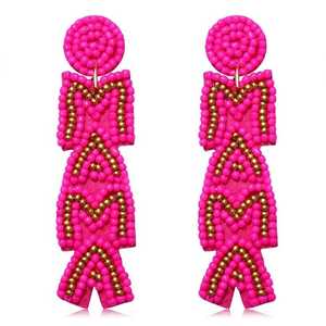 Boucles d'oreilles pendantes en perles multicolores avec broderie à la main-Mode tendance Rhinestone Bijoux de déclaration - Product Image 2