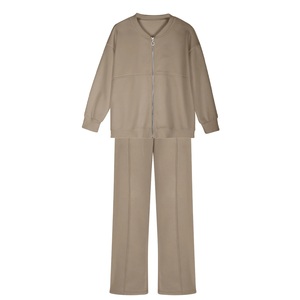 ชุดวิ่งออกกำลังกาย2ชิ้นสำหรับผู้หญิงชุดวอร์มผ้าฝ้ายมีฮู้ดแบบรูดซิปขึ้นแบบกำหนดเอง - Product Image 2