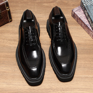 Zapatos Oxford de Piel Vacuna con Suela Gruesa, Nuevos, de Alta Calidad, de Cuero Genuino, Impermeables, con Acabado Liso, Casuales y Formales para Hombre - Product Image 4