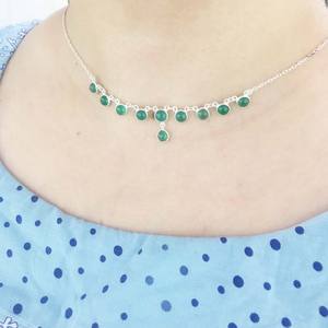 Collier cabochon en onyx vert en argent sterling 925 bijoux chrétiens religieux fabriqués à la main pour femmes - Product Image 1