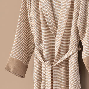 Peignoir en coton unisexe léger lin tissé respirant séchage rapide solide printemps été toute l'année fait Turquie vêtements de nuit salon - Product Image 3