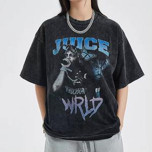 เสื้อเจอร์ซีย์ผ้าฝ้าย100% สำหรับผู้ชายเสื้อยืดลายย้อนยุคลายกราฟฟิกไฮสตรีทซักได้ - Product Image 1