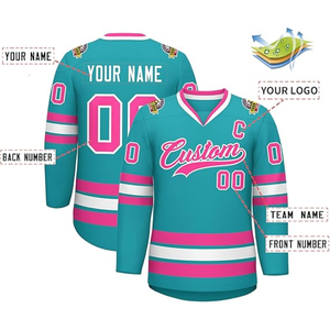 Ensemble de maillots de hockey sur glace unisexe personnalisables OEM professionnels, sublimation personnalisée, polyester respirant, maillots d'entraînement de hockey - Product Image 3