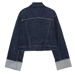Vestes longues bleues sur mesure de haute qualité Veste en jean pour femmes Vestes en gros Fournisseurs avec logo personnalisé Service OEM - Product Image 2