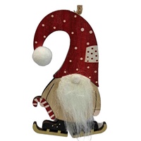 Adorno Colgante de Madera Natural con Diseño de Duende Feliz para Interiores, 8.5CM, Marca CK, Adorno para Árbol de Navidad, Regalo, Proveedor Confiable para Festividades