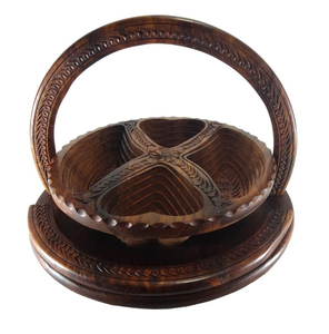 ตกแต่งสไตล์วินเทจขนาดใหญ่ชามไม้สักพับได้ทรงเกลียวสำหรับใส่ขนมปังแอปเปิ้ลตะกร้าผลไม้ดีไซน์สวยหรูทำด้วยมือ - Product Image 6