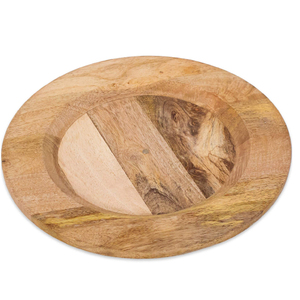 Best Quality 100% Natural <b>Solid</b> <b>Wood</b> Handicraft Round Shaped Plain Designed Charging Plate for Country Style Kitchen <b>Table</b> <b>Top</b> - Product Image 2