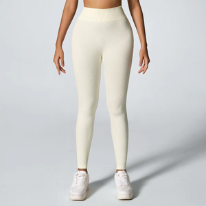 ODM/OEM Pantalon de yoga taille moyenne respirant de haute qualité pour femmes Leggings tricotés sexy sans couture pour l'entraînement - Product Image 1