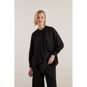 Blusa de Gasa Floral con Cuello con Volantes Decorados para Mujer, Oficina, Primavera - Product Image 6