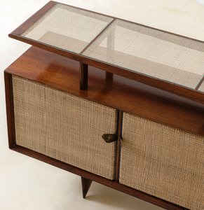 ขาตั้งทีวีวินเทจสุดหรูทันสมัยตู้หวายไม้ทีวีแปลงสภาพสำหรับการเข้า/การประชุมเชิงปฏิบัติการร้อน - Product Image 4