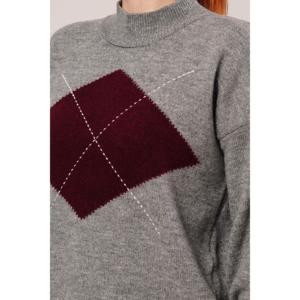 Suéter Gris de Cuello Alto a Media Altura con Estampado Frontal, Estilo Casual, Venta al Por Mayor - Product Image 6