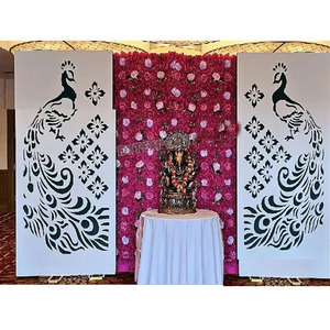 Paneles de pavo real cortados con láser blanco para decoración de bienvenida de boda DST Exports Marcos cortados con láser de metal blanco de moda para bodas occidentales Reino Unido - Product Image 1