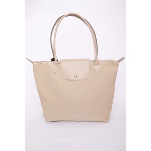 Beige Cow Skin Hand & Shoulder Bag with <b>Leather</b> Flap Grain Type Elegant Use for Handbag - Product Image 1