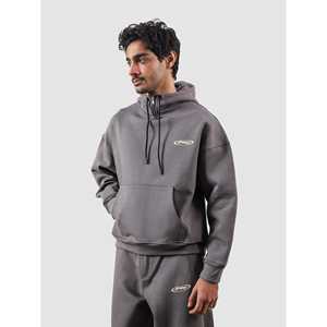 Camiseta Utilitaria para Hombre en Gris Granito, Corte Holgado con Diseño de Bolsillo, Hecha de Tela de Felpa Francesa 100% Algodón - Product Image 3