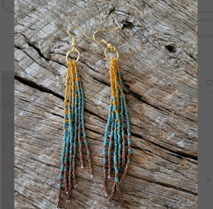 Pendientes largos de borla con cuentas, pendientes de cuentas, pendientes de cuentas de semillas - Product Image 1