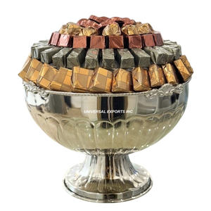 Tazón de Chocolate Decorativo de Metal Plateado, Tazón de Dulces Decorativo Redondo, Nuevo Tazón de Chocolate de Diseño - Product Image 1