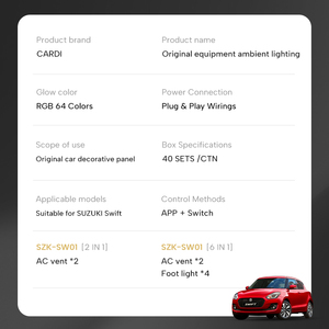 ไฟ LED ตก<span class=keywords><strong>แต่ง</strong></span><span class=keywords><strong>ภายใน</strong></span>รถยนต์ 12V ของแท้ สภาพใหม่ อุปกรณ์ตกแต่งรถยนต์สำหรับ <span class=keywords><strong>Suzuki</strong></span> <span class=keywords><strong>Swift</strong></span> ปรับ<span class=keywords><strong>แต่ง</strong></span>ช่องแอร์ - Product Image 6
